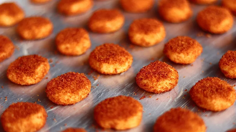 Goldene süße Streusel auf einem Blech